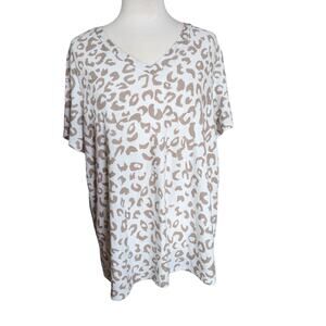 Vanilla Bay V-neck Leopard Print Short Sleeve Top Size 3XL